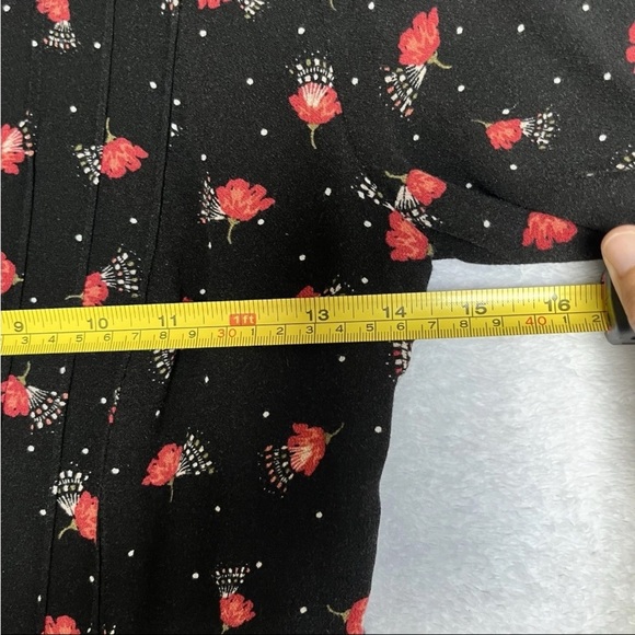 Free People Tegan Black Floral V-Neck Mini Dress Sz 0 Spring Date Party Boho EUC - Picture 12 of 15